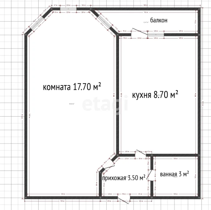 1-к квартира, 32м² (Школьная улица, 1/4) - миниатюра 12
