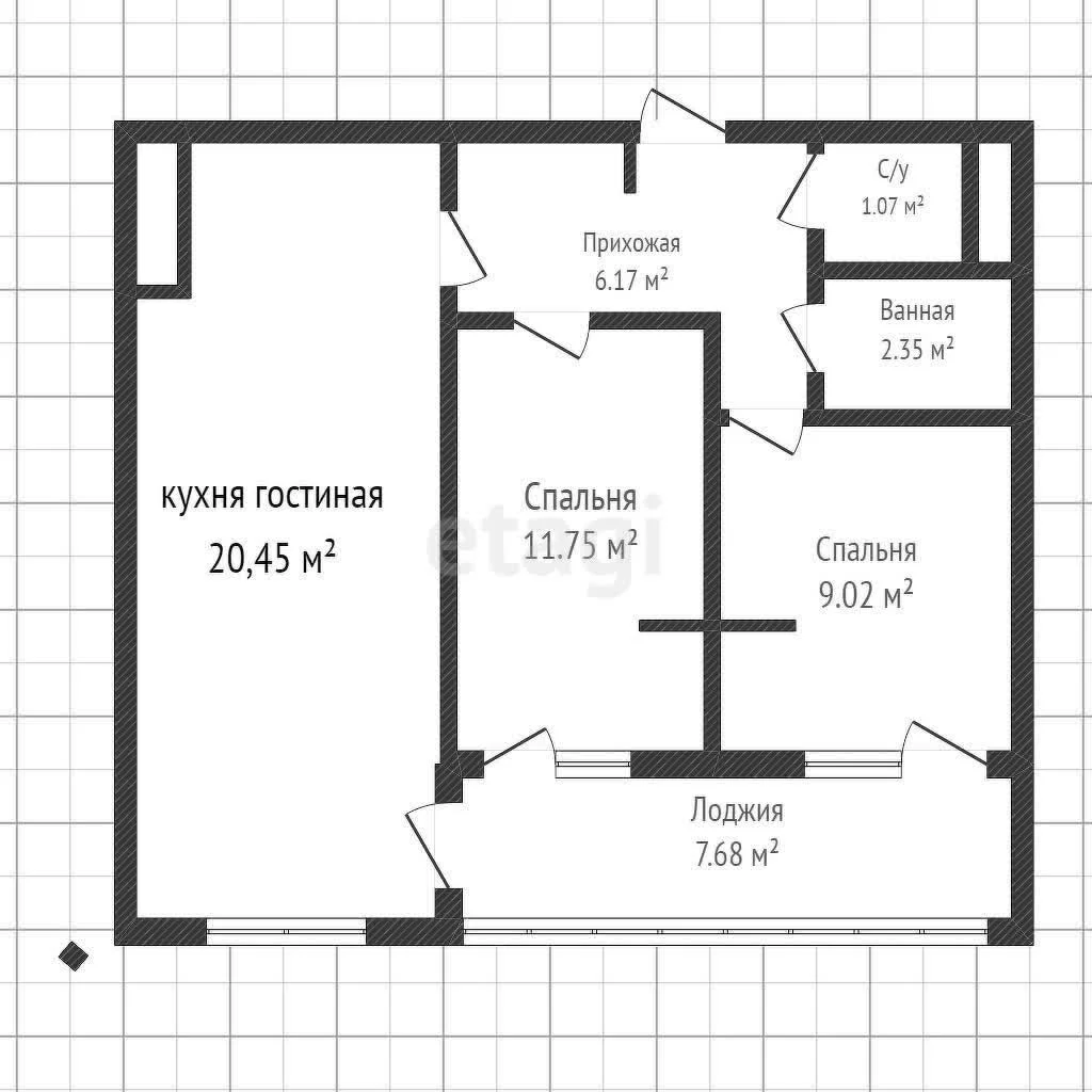 2-к квартира, 52.8м² (Российская улица, 267к4) - миниатюра 31