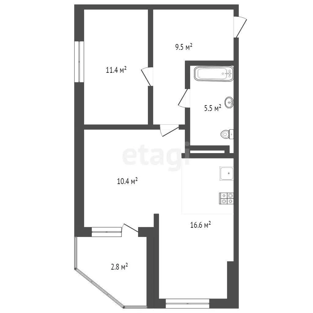 2-к квартира, 52.1м² (Адмиралтейский бульвар, 3к1) - миниатюра 27