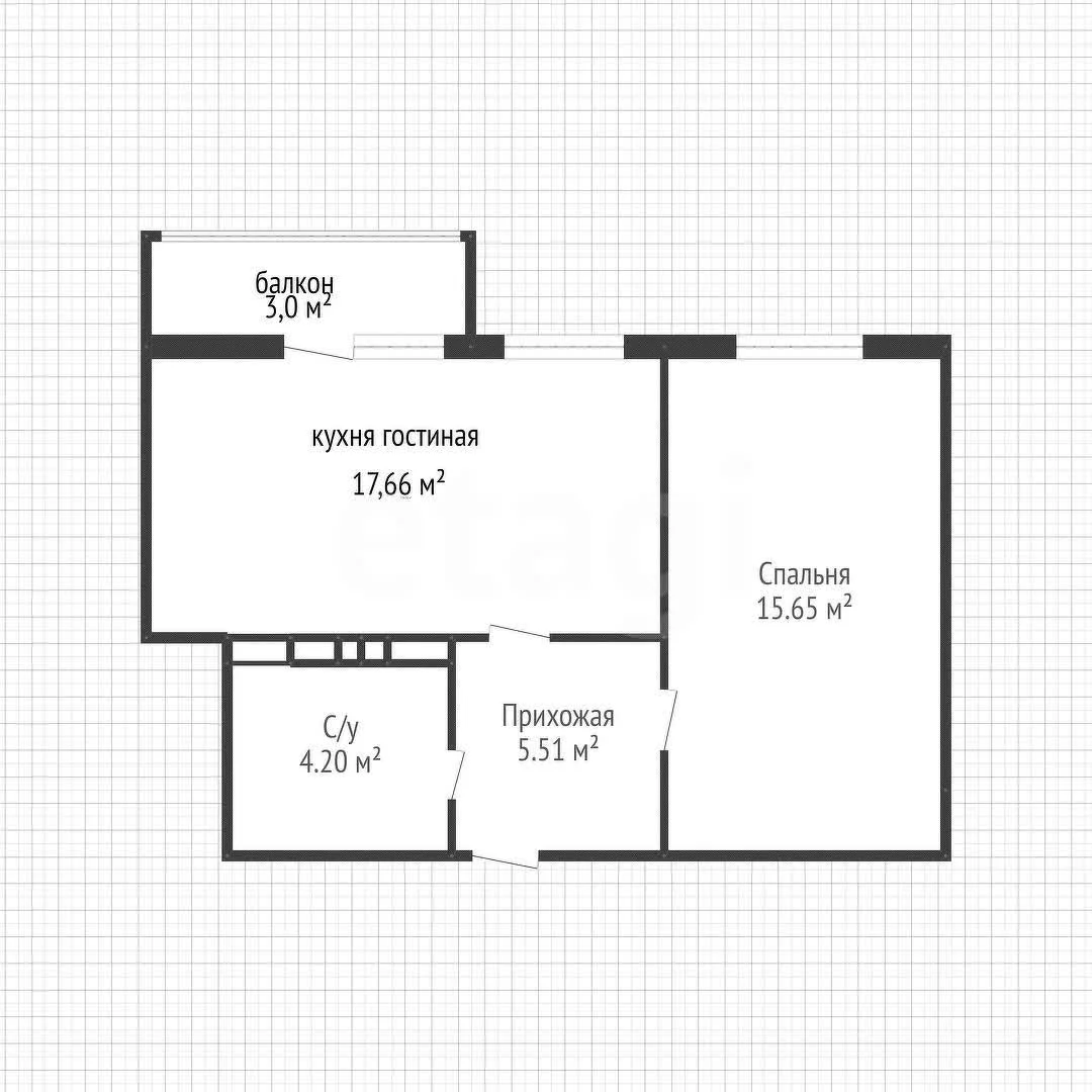 1-к квартира, 43.2м² (Конгрессная улица, 19/1к1) - изображение 1