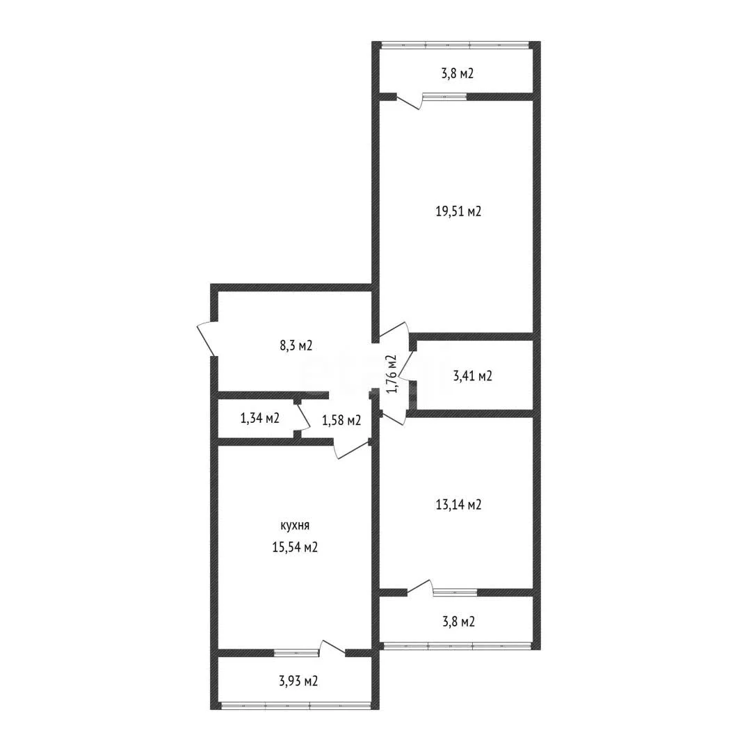 2-к квартира, 69.6м² (улица имени Валерия Гассия, 7) - миниатюра 50