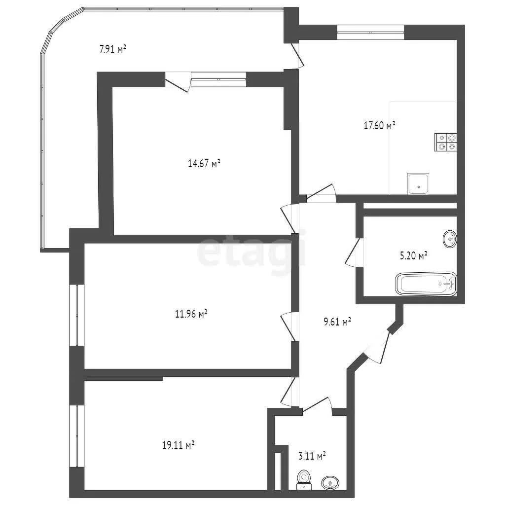 3-к квартира, 96м² (Стахановская улица, 1/5к3) - миниатюра 9