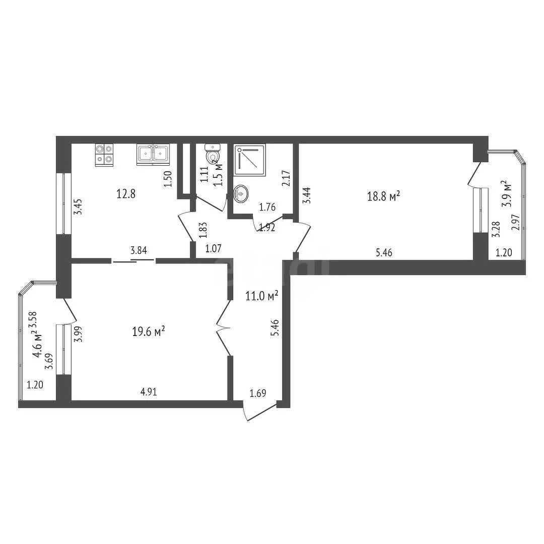 2-к квартира, 68м² (улица Александра Покрышкина, 4/5) - миниатюра 7