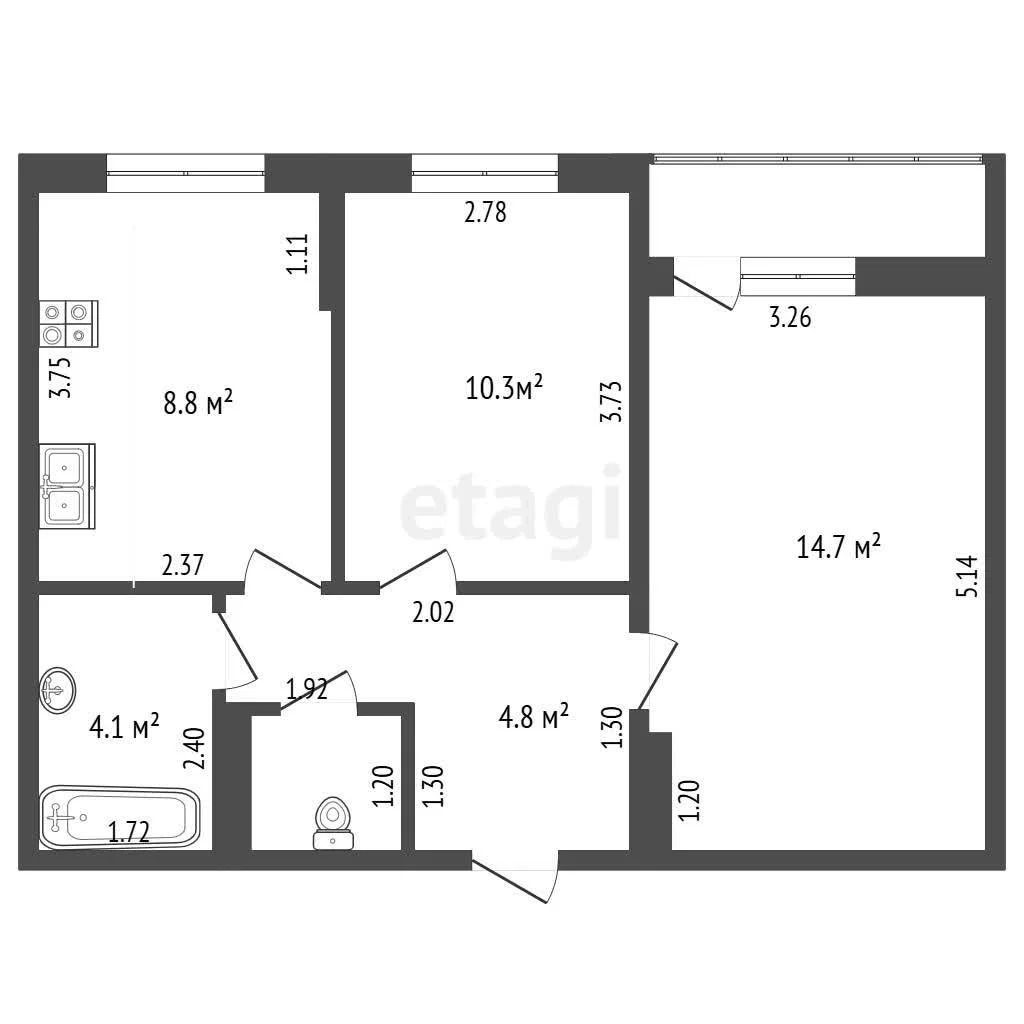 2-к квартира, 50.4м² (Скандинавская улица, 1к7) - миниатюра 9