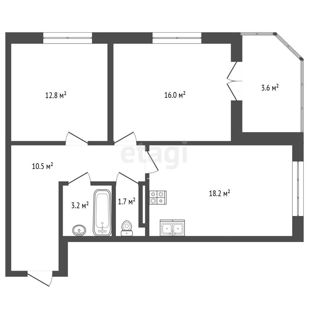 2-к квартира, 63.7м² (бульвар Адмирала Пустошкина, 11/1) - миниатюра 50
