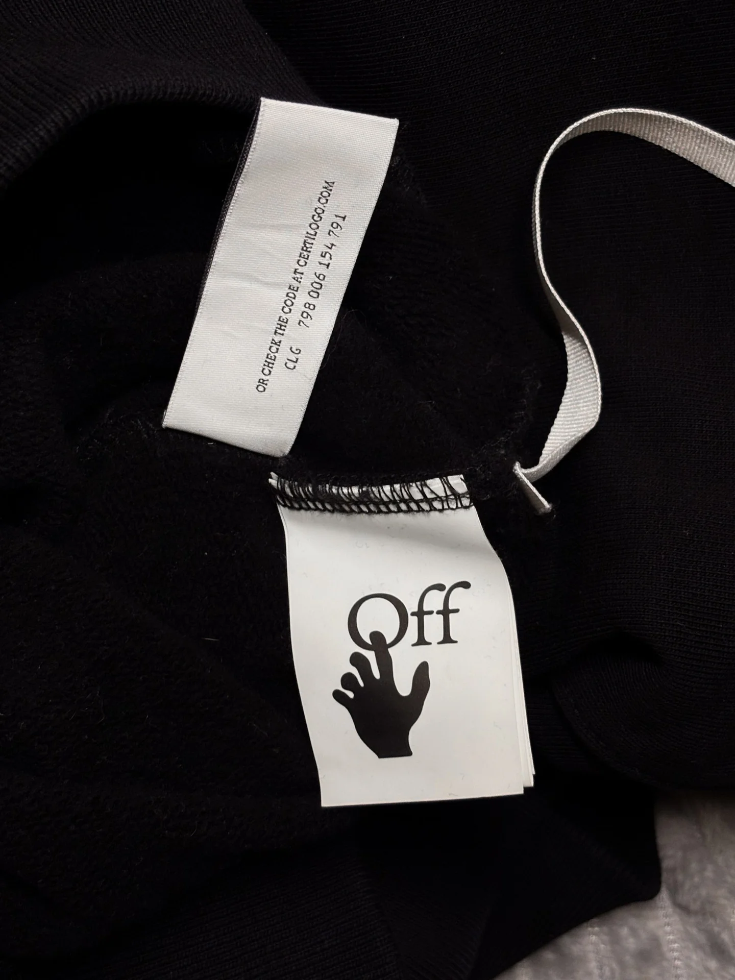 Худи черное Off White Black Back Logo Hoodie - миниатюра 6