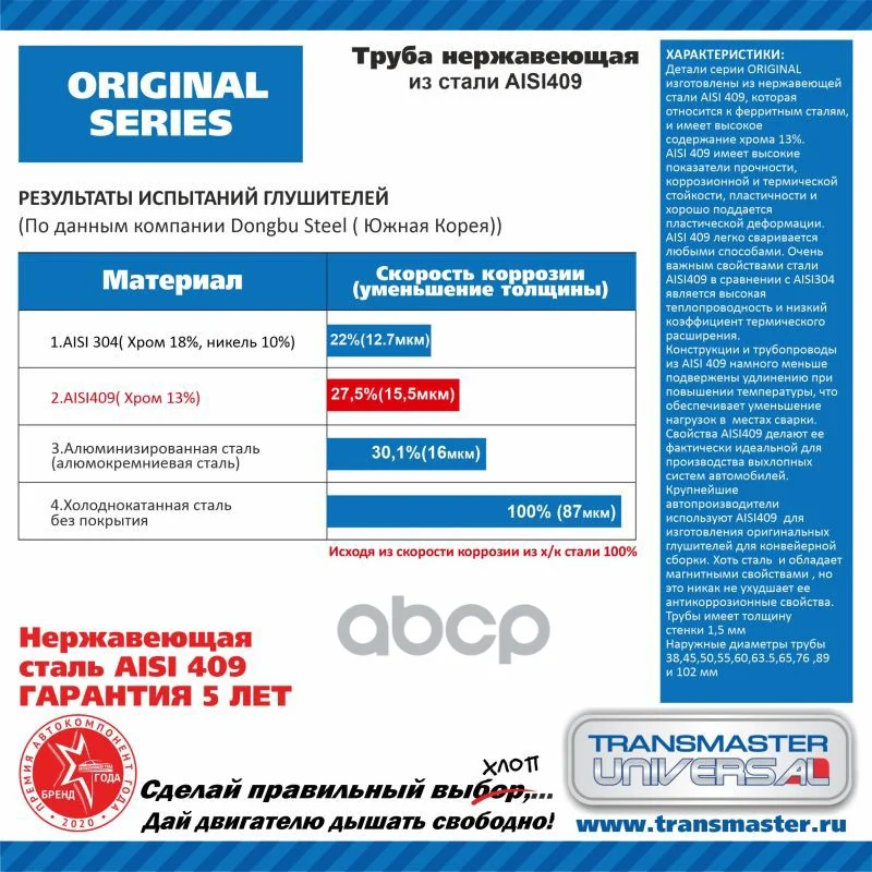 Труба нержавеющая DRIGINAL D 63,5 мм L 1 м сталь - изображение 1