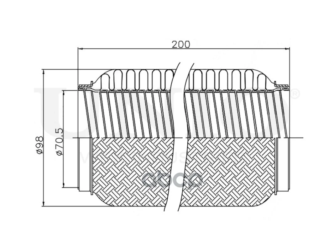 Гофра глушителя 70х200 INTERLOCK EXP70200L UNIO - миниатюра 4