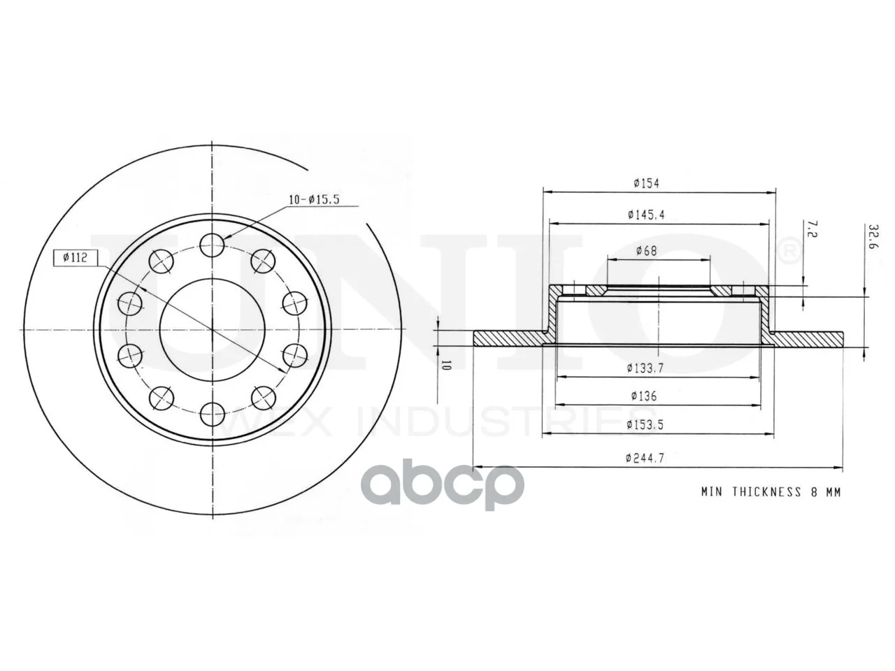 Диск тормозной задний Audi A4 II-III 00-, Seat - миниатюра 3
