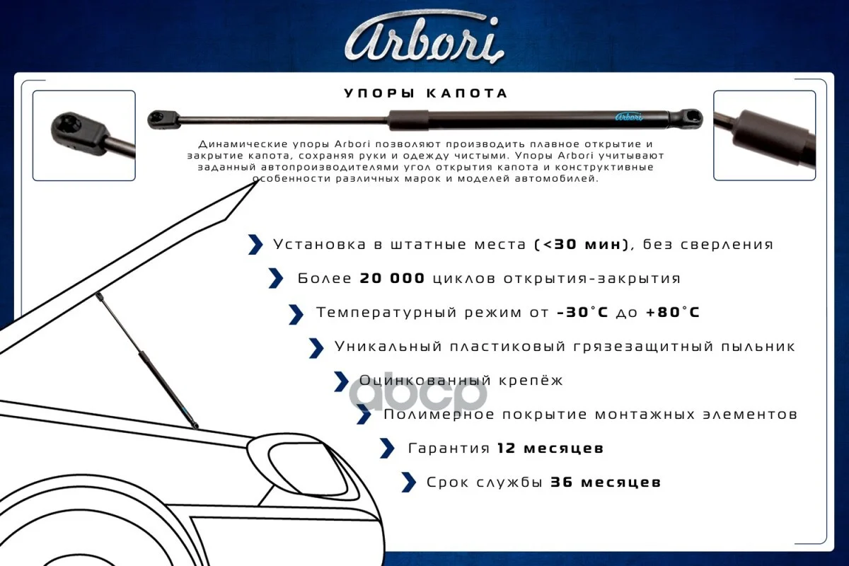 Упоры капота для SUZUKI Grand Vitara, 2008-, - миниатюра 2
