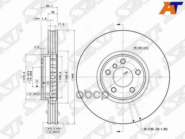 Диск тормозной (Перед) BMW X5 99-06 ST34116756847 - изображение 1
