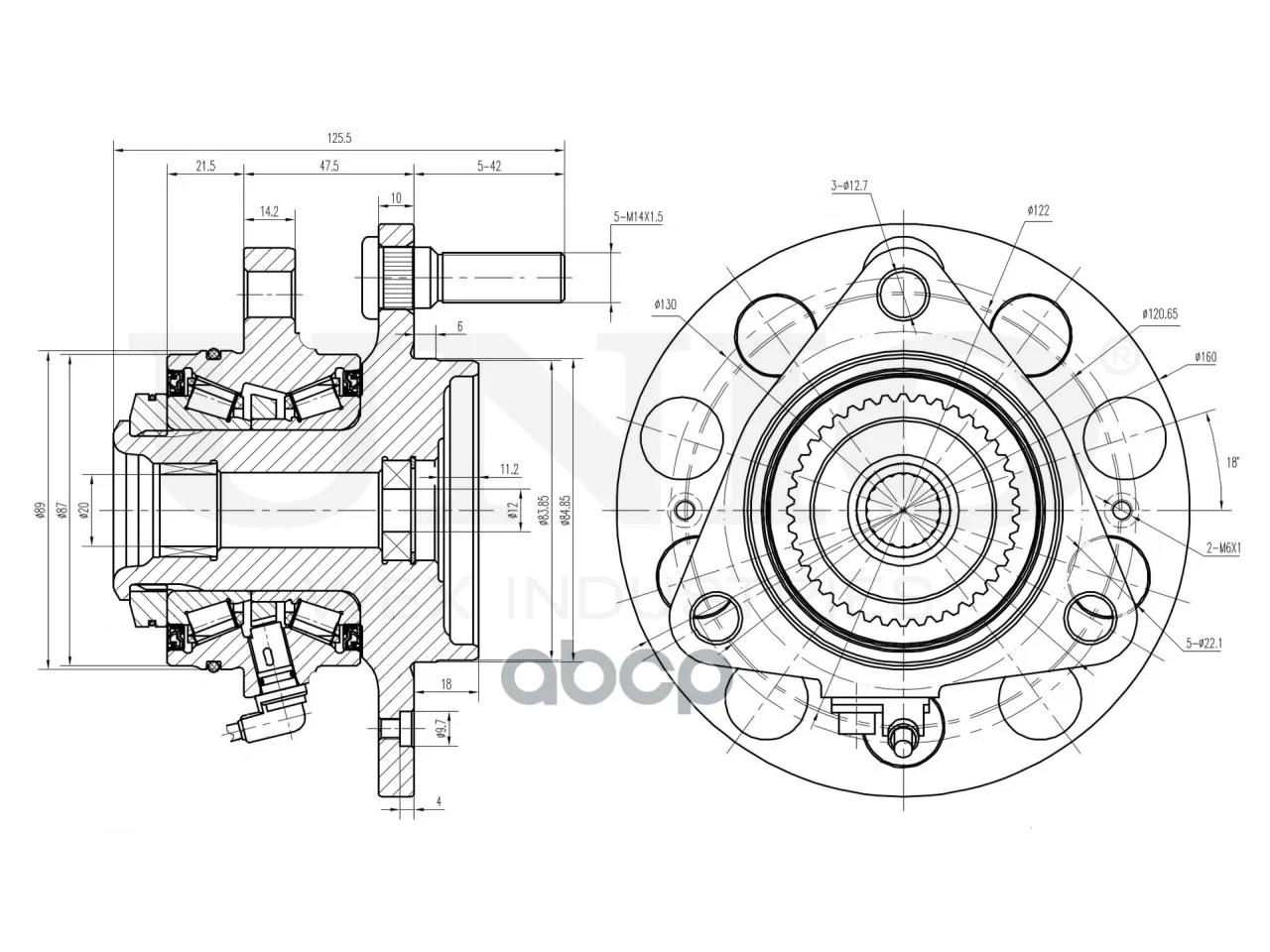 Ступица передняя (с ABS) Ssangyong Actyon 06-, - миниатюра 4