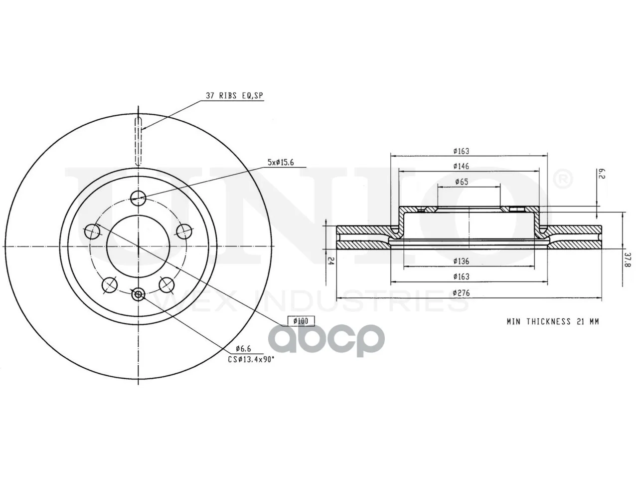 Диск тормозной VW POLO 17- перед. BRD20595 UNIO - миниатюра 3
