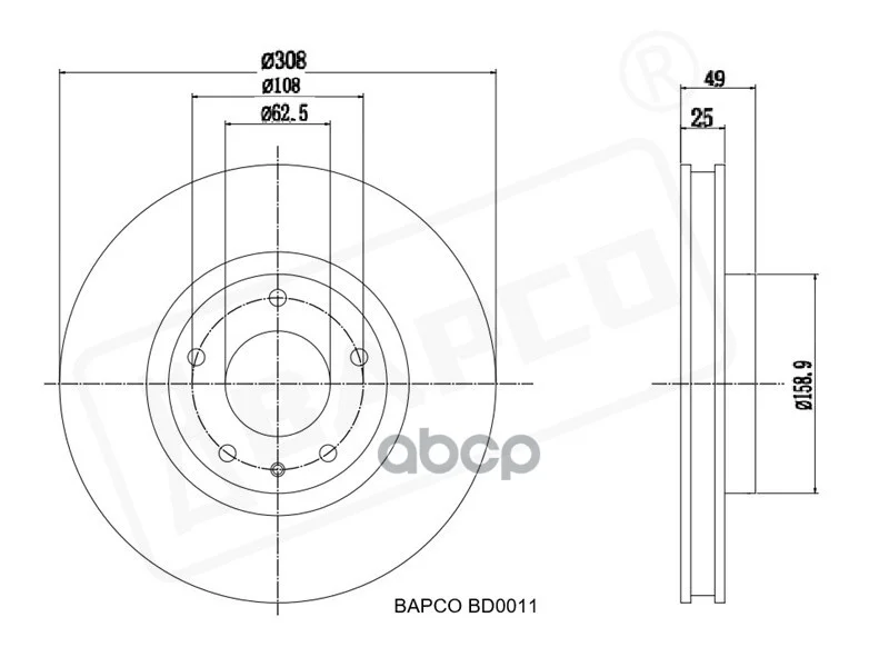 Диск тормозной GAZ VOLGA перед.вент. BD0011 BAPCO - изображение 1