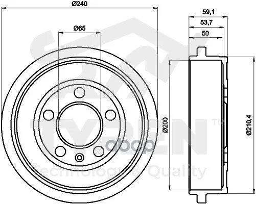 Барабан тормозной VAG A2/POLO -17 TYR1312281 TYREN - изображение 1