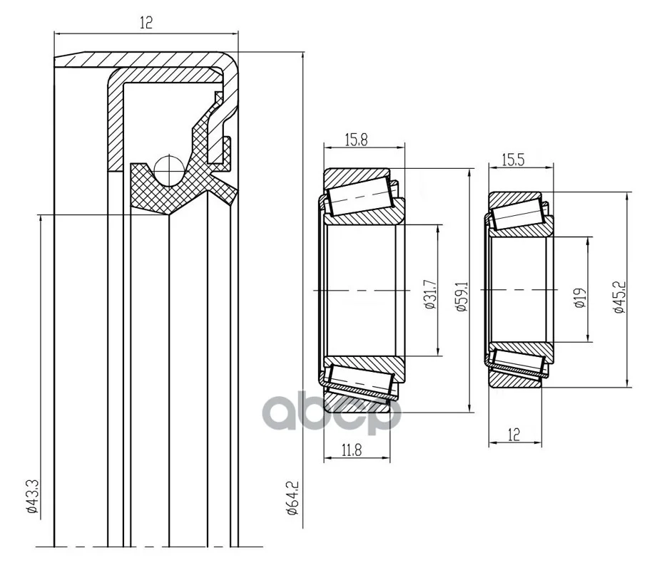 Подшипник ступицы Mercedes E W124 (84-) перед. - миниатюра 3