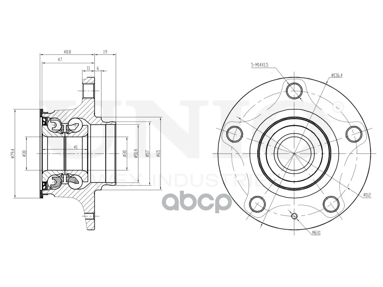 Ступица задняя (с ABS) VW Golf V-VII 03-, Skoda - миниатюра 4