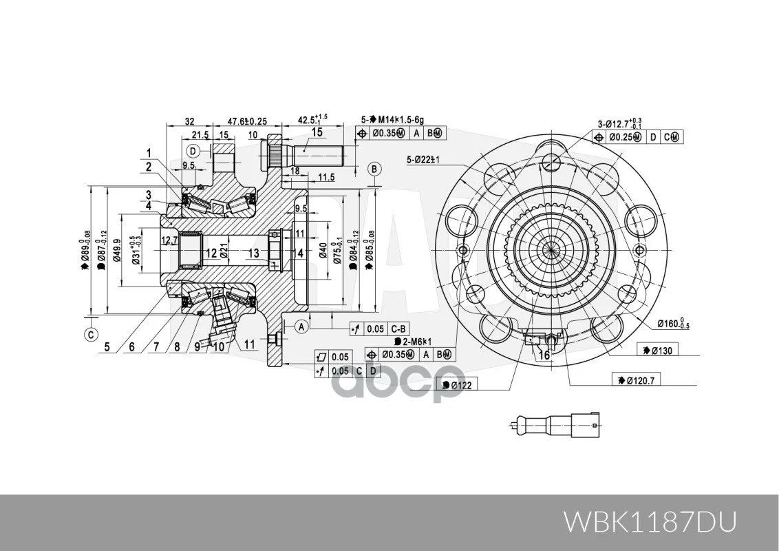 Ступица передняя в сборе L R SSANG YONG - миниатюра 8