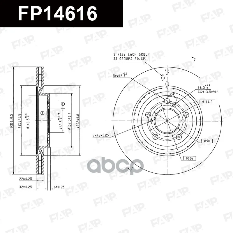 Диск тормозной GREAT WALL JOLION 2WD FP14616 FAP - изображение 1