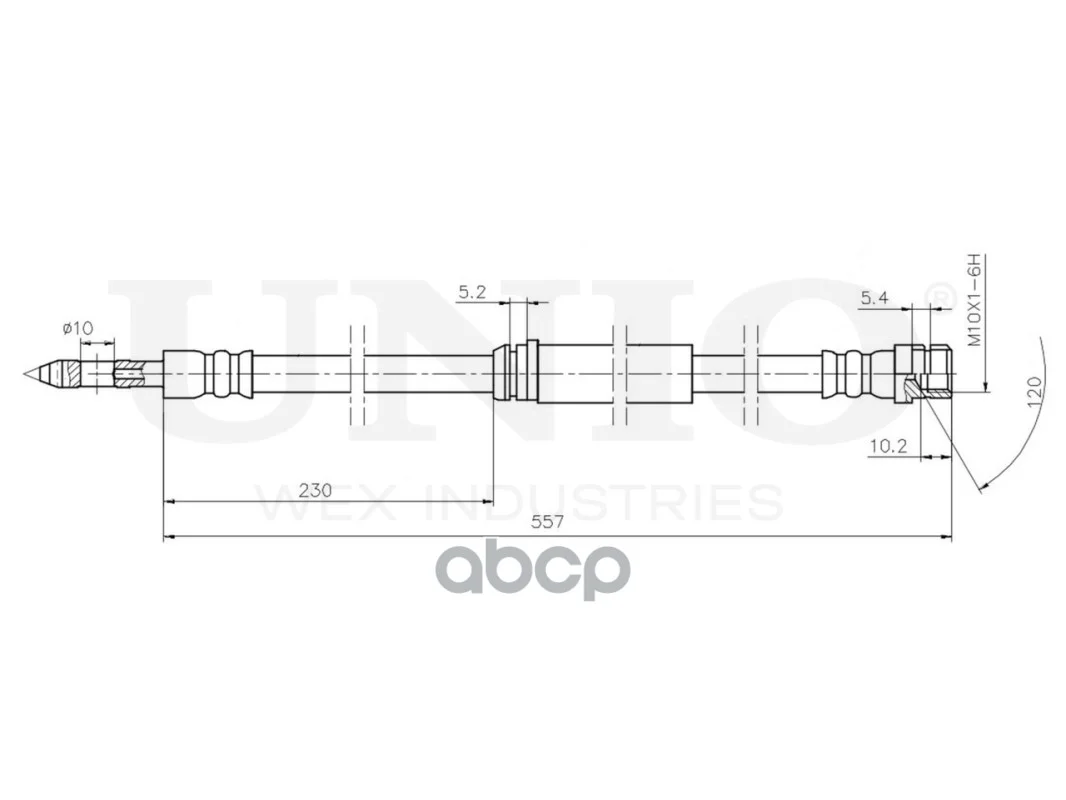 Шланг тормозной VW GOLF 03- перед. BRH10105 UNIO - миниатюра 3