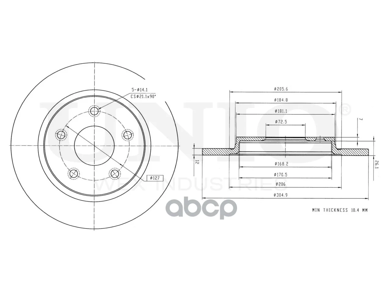 Диск тормозной OPEL/CHRYSLER ASTRA/JOURNEY 07- - миниатюра 3