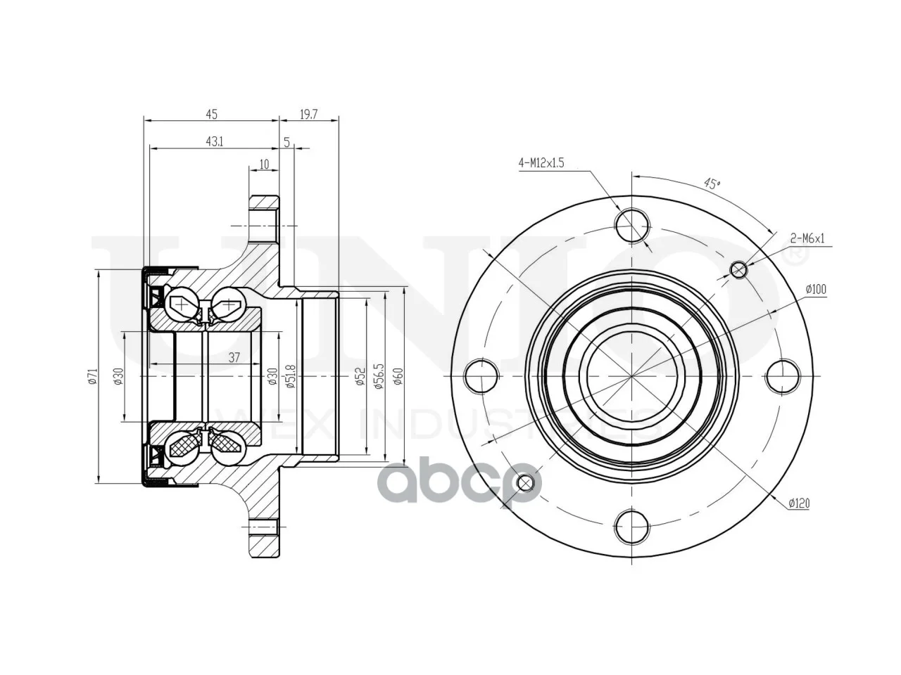 Ступица задняя (с ABS) Opel Corsa D,E 06- HUB20084 - миниатюра 4