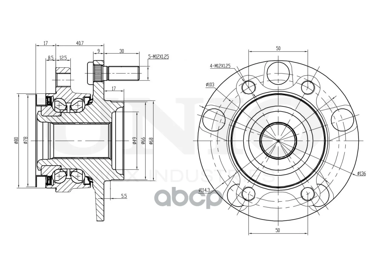 Ступица передняя (с ABS) HUB20009 UNIO - миниатюра 4