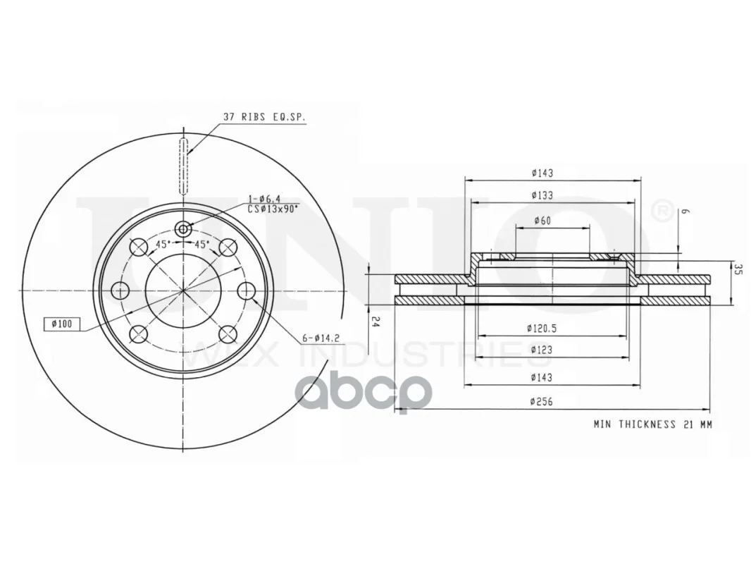 Диск тормозной передний Opel Astra G 98-, Zafira A - миниатюра 3