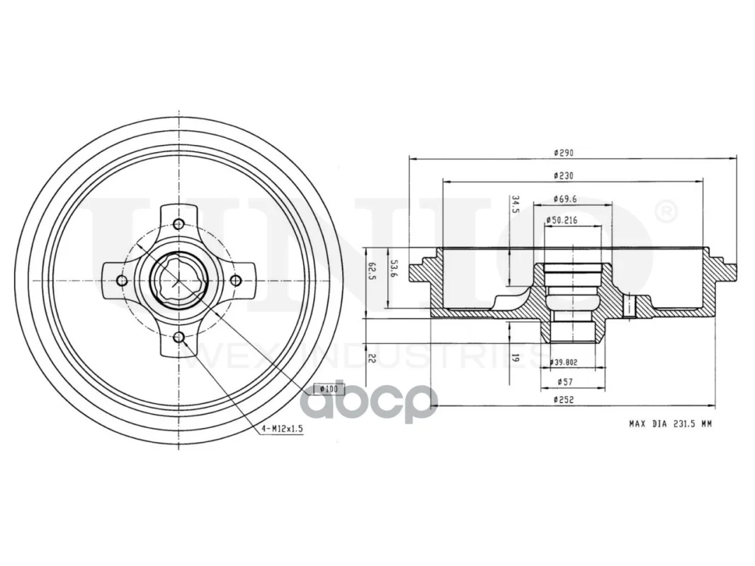 Барабан тормозной задний VW Passat B3,B4 88- - миниатюра 3