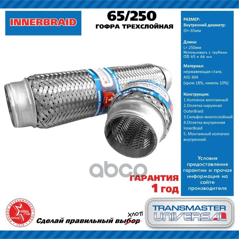 Гофра глушителя трехслойная InnerBraid 65/250 - изображение 1