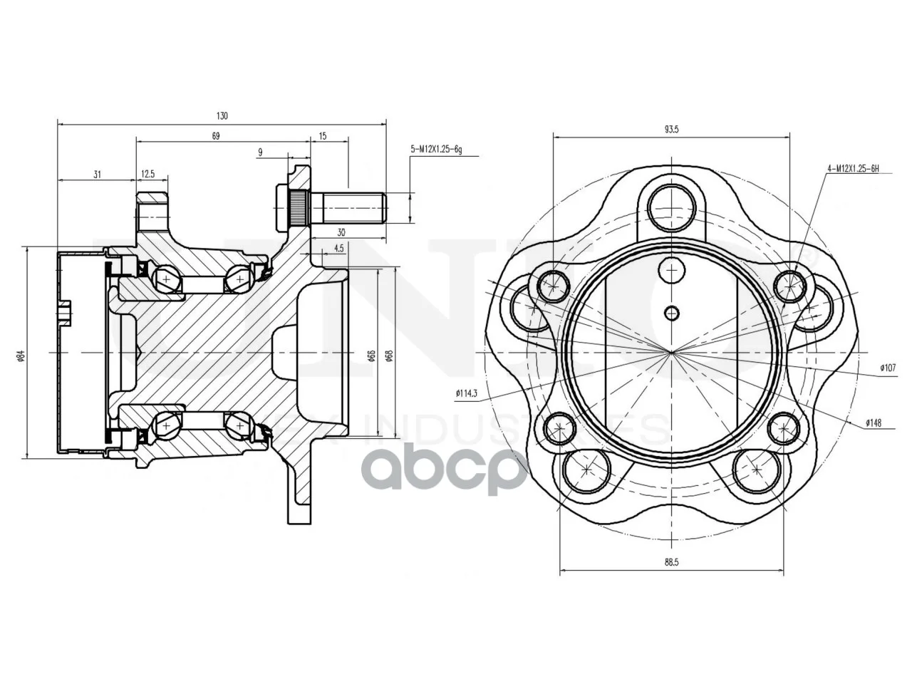 Ступица колеса NISSAN QASHQAI 07- задн. с ABS - миниатюра 4