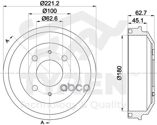 Барабан тормозной HYUNDAI ACCENT TYR1311071 TYREN - изображение 1