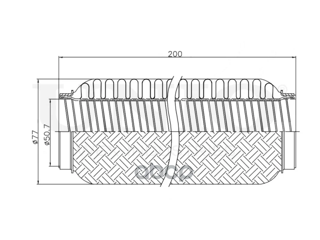 Гофра глушителя 50x200 мм InterLock EXP50200L UNIO - миниатюра 4