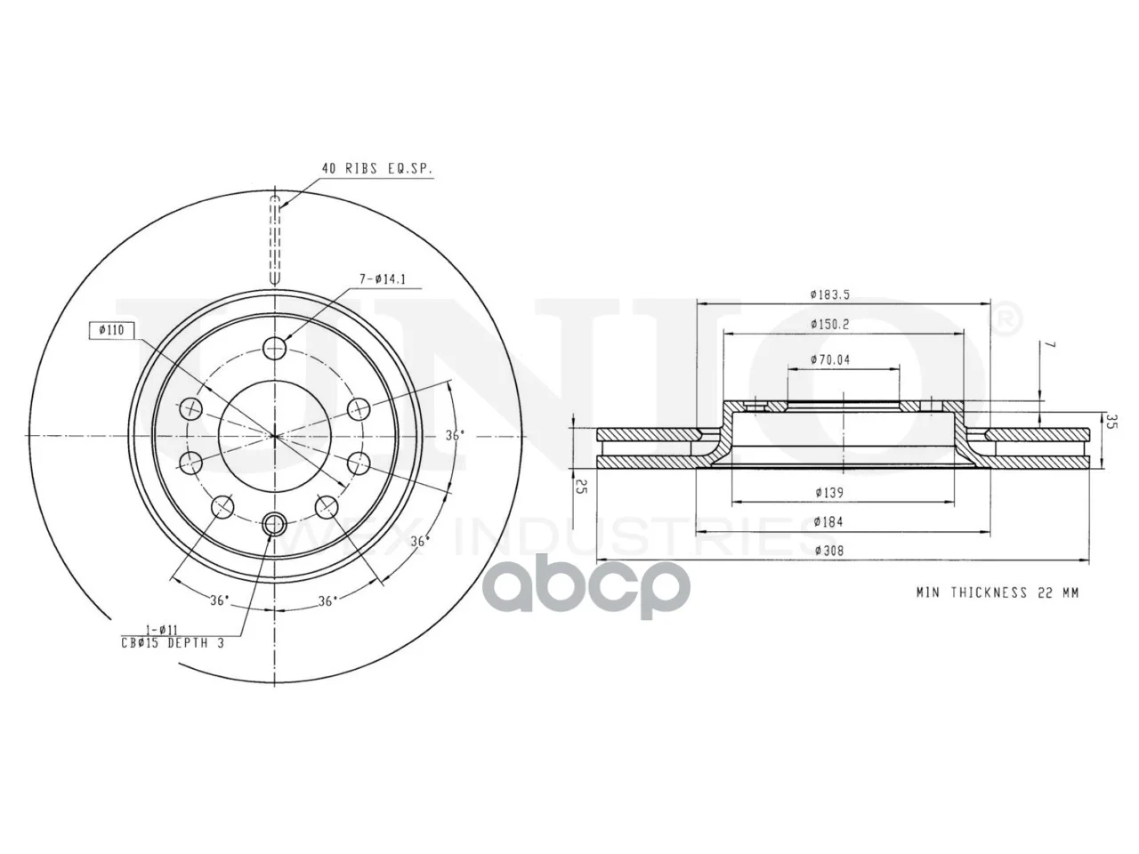 Диск тормозной OPEL ASTRA H 99- перед. BRD20299 - миниатюра 3