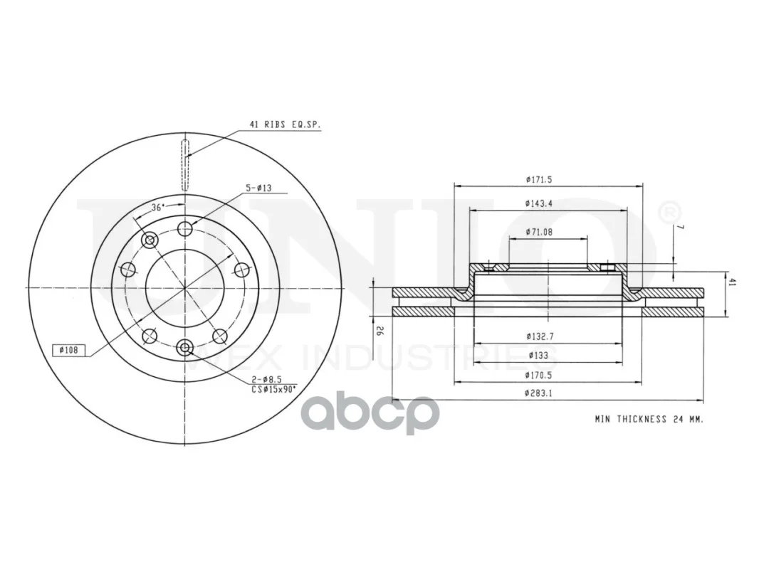 Диск тормозной PEUGEOT 407 00- перед. BRD20401 - миниатюра 3