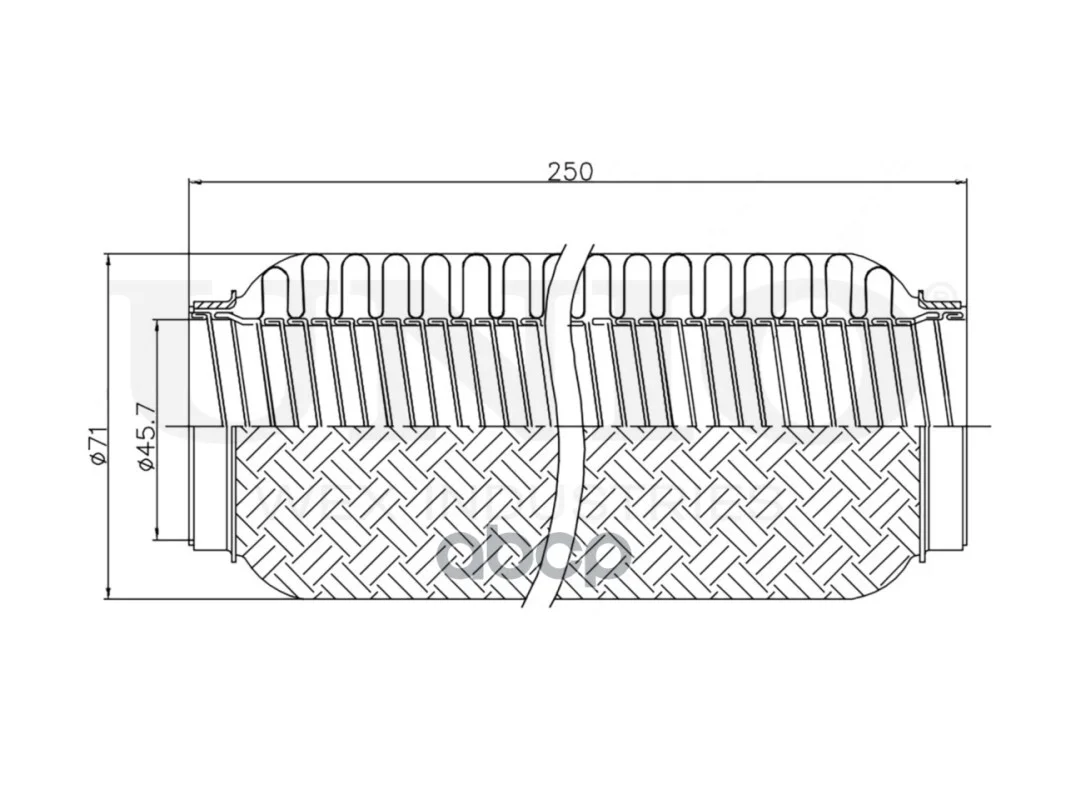 Гофра глушителя 45x250 INTERLOCK EXP45250L UNIO - миниатюра 4
