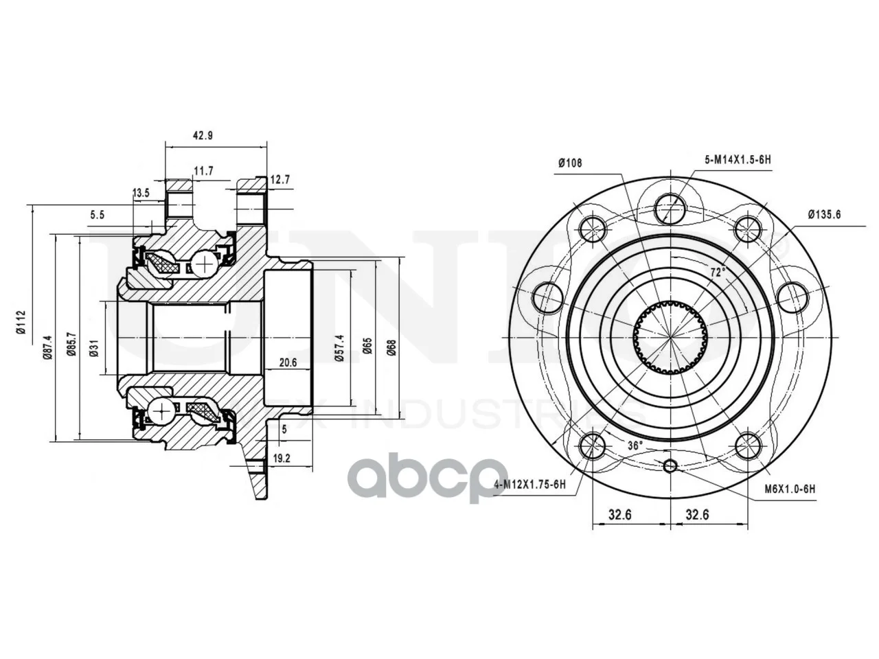 Ступица колеса VOLVO S60 98- перед. без ABS - миниатюра 4