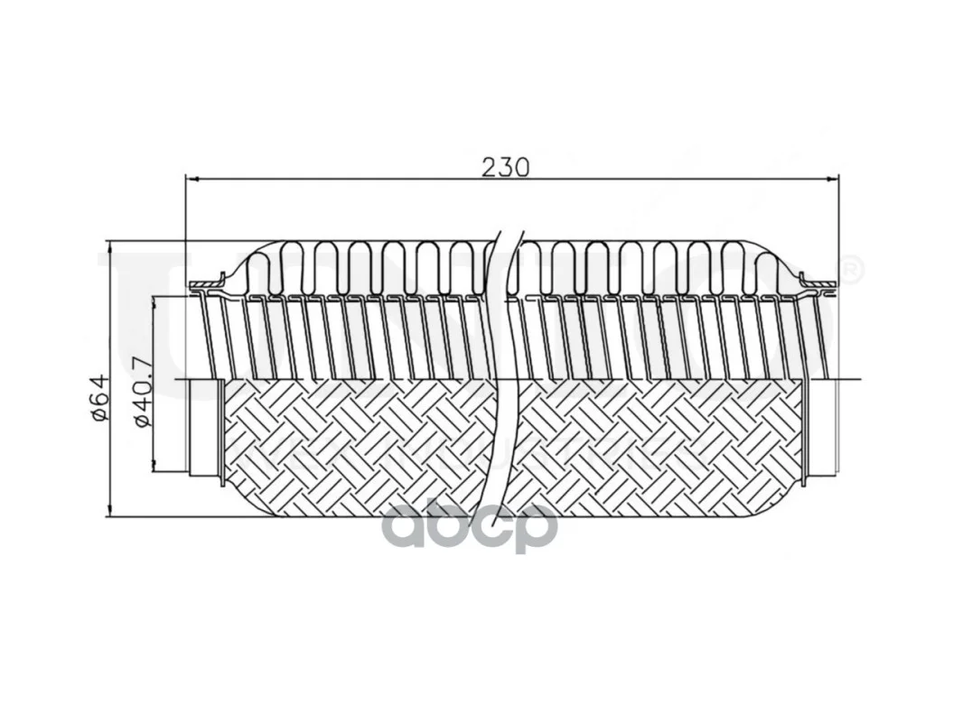 Гофра глушителя 40x230 INTERLOCK EXP40230L UNIO - миниатюра 4