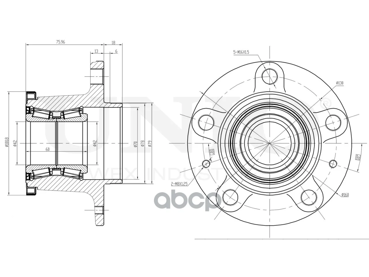Ступица колеса PEUGEOT BOXER 06- задн. с ABS - миниатюра 4