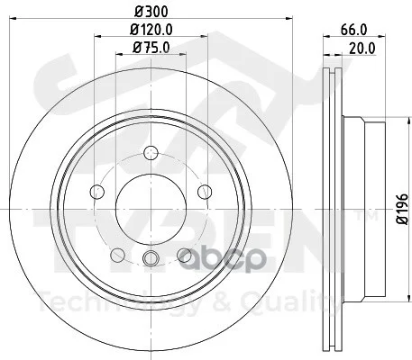 Диск тормозной BMW 3(E90) задн. TYR1010851 TYREN - изображение 1