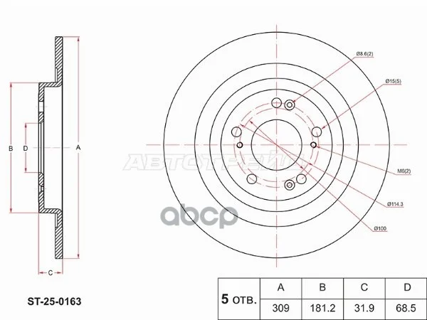 Диск тормозной (Сзади) Haval Dargo 22- ST250163 - изображение 1