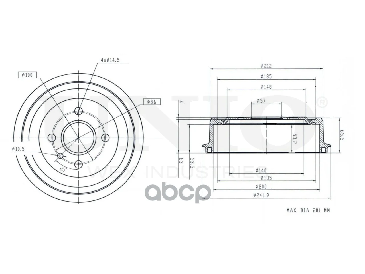 Барабан тормозной задний Opel Astra F,G 91-, - миниатюра 3