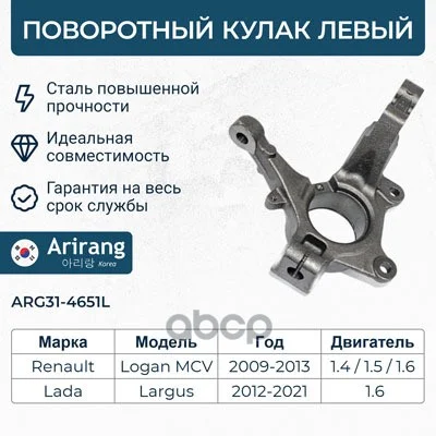Кулак поворотный LADA/RENAULT LARGUS/LOGAN лев. - изображение 1