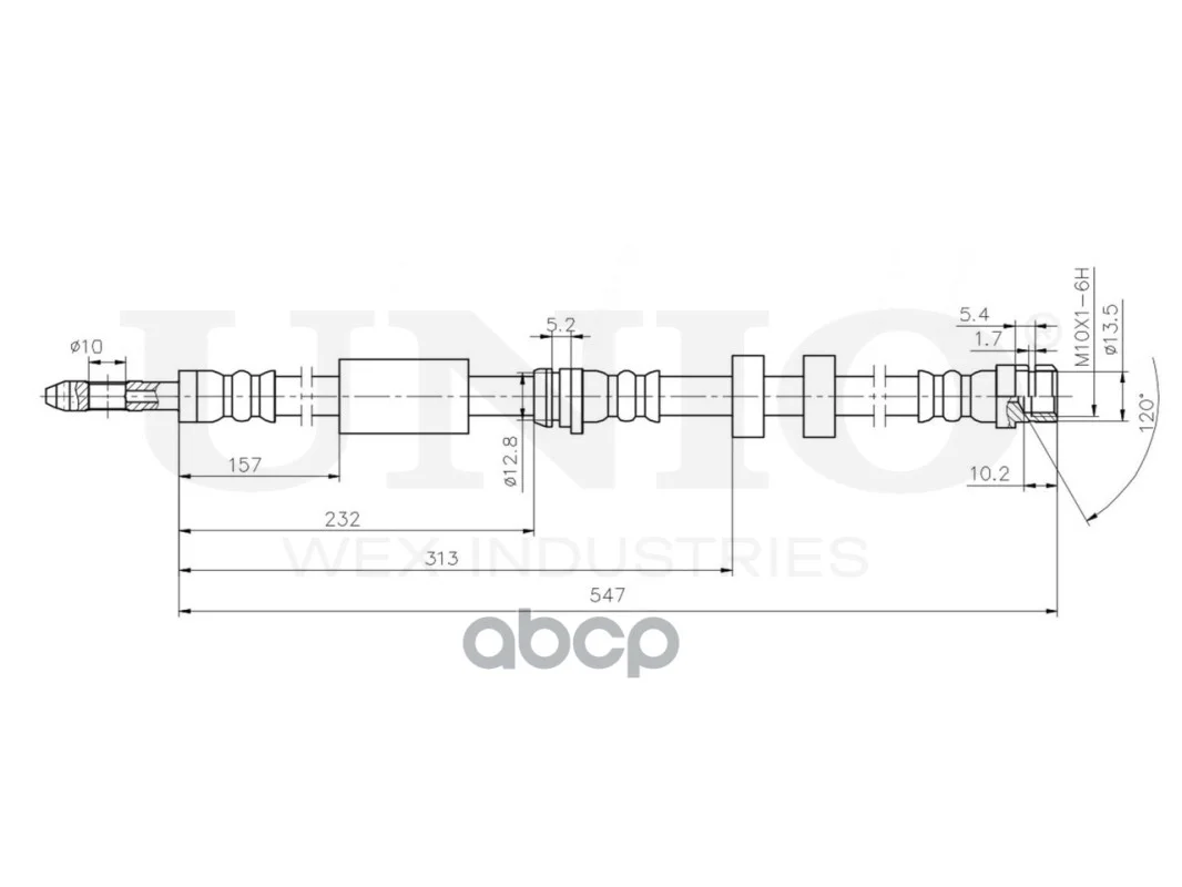 Шланг тормозной VW POLO 01- перед. BRH10106 UNIO - миниатюра 3