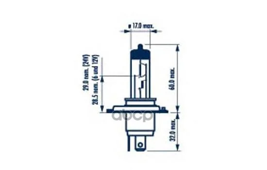 Автолампа H4 RPH 12V 60/55W P43T-38 NVA C1 48003 - миниатюра 2