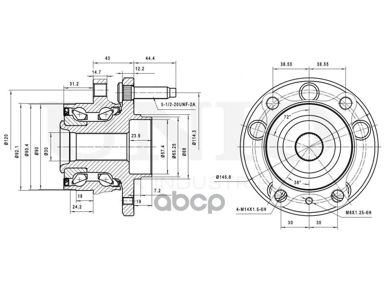 Ступица задняя (с ABS) HUB20028 UNIO - миниатюра 4