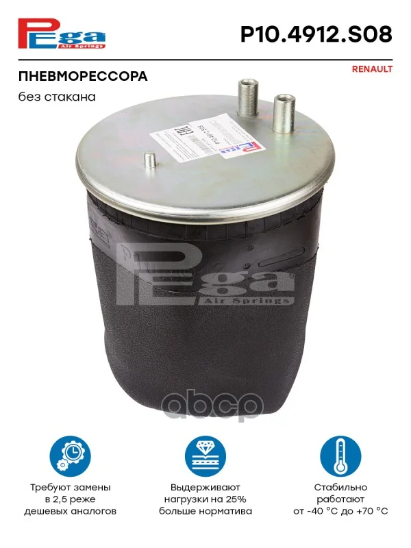 4912NP08 пневмоподушка !без стакана 1шп.d12 - изображение 1