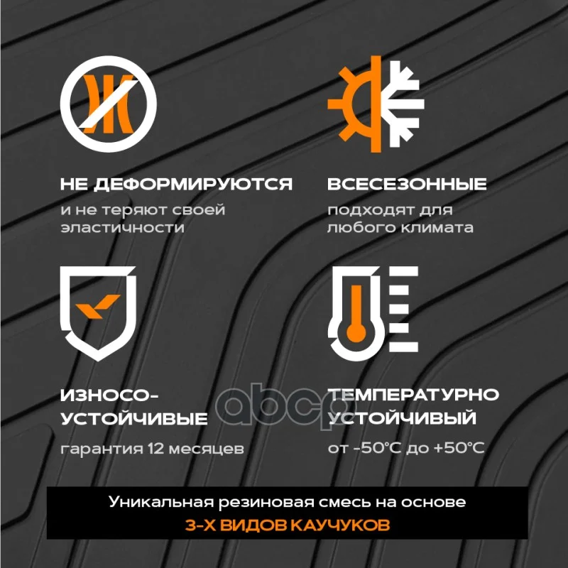 коврик салонный! резиновый, черный, передний ряд - миниатюра 5