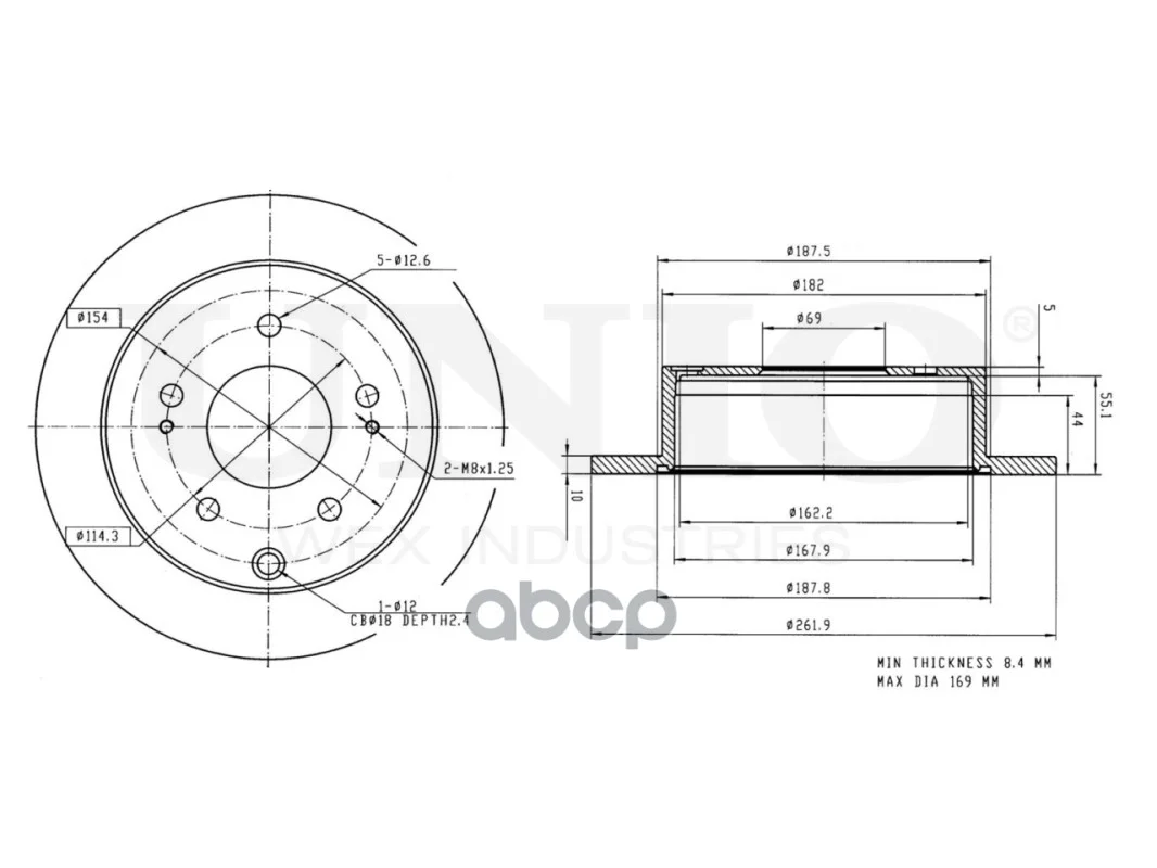 Диск тормозной задний Mitsubishi Galant IX 03-, - миниатюра 3