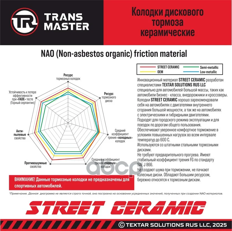 Колодки тормозные дисковые передние, Ceramic TR981 - миниатюра 4